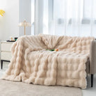 Apricot Plush Imitation Rabbit Fur Throw Blanket