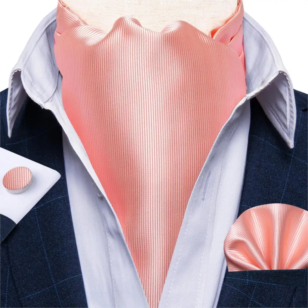 Men's Silk Cravat Set with Cufflinks and Pocket Square