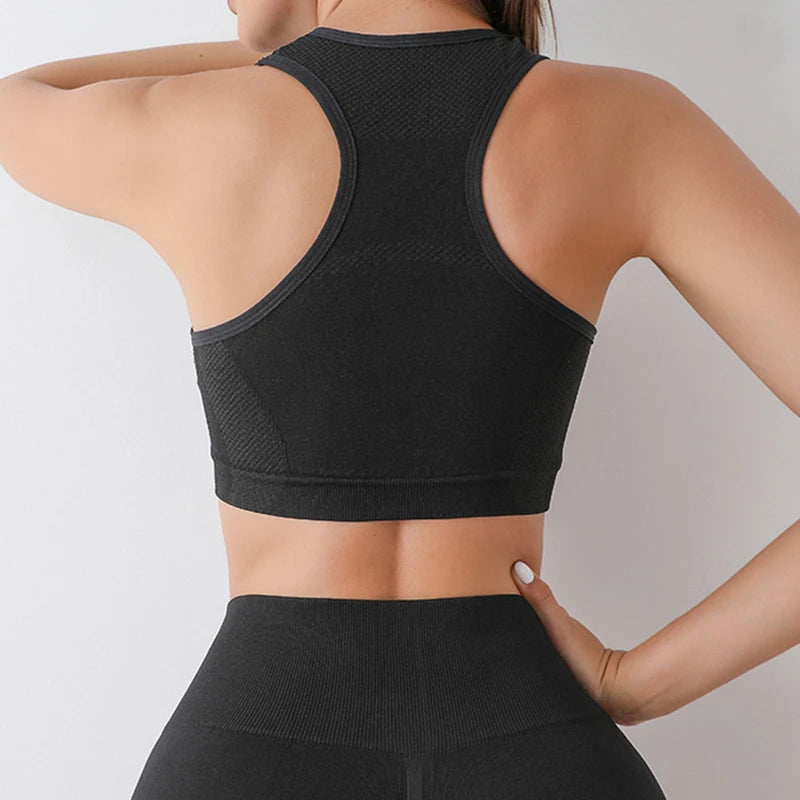 Black Women's Gym and Yoga Outfit from behind