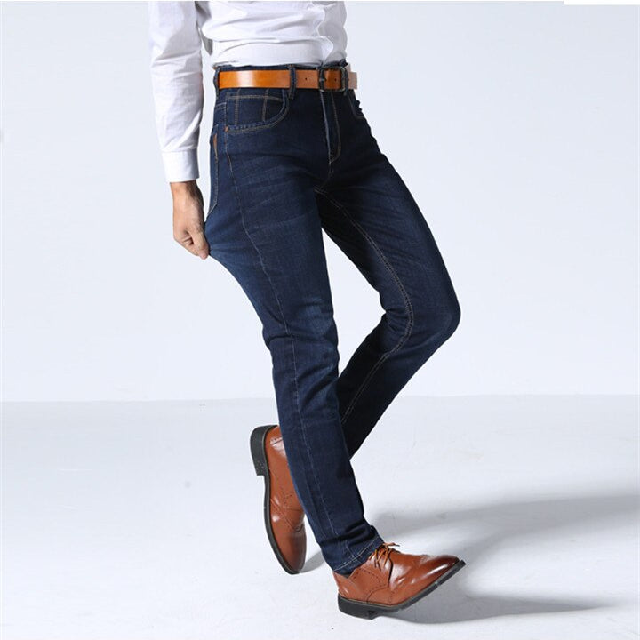 Jeans classici da uomo in denim elasticizzato
